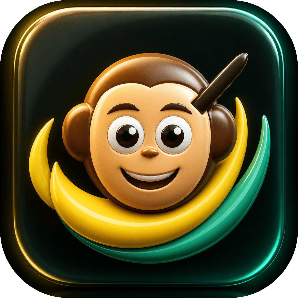 TechChimps glossy square monkey and banana logo